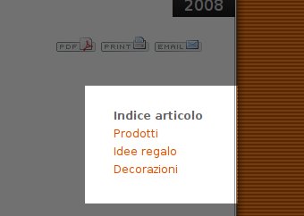 tabella dell'indice tabella dell'indice